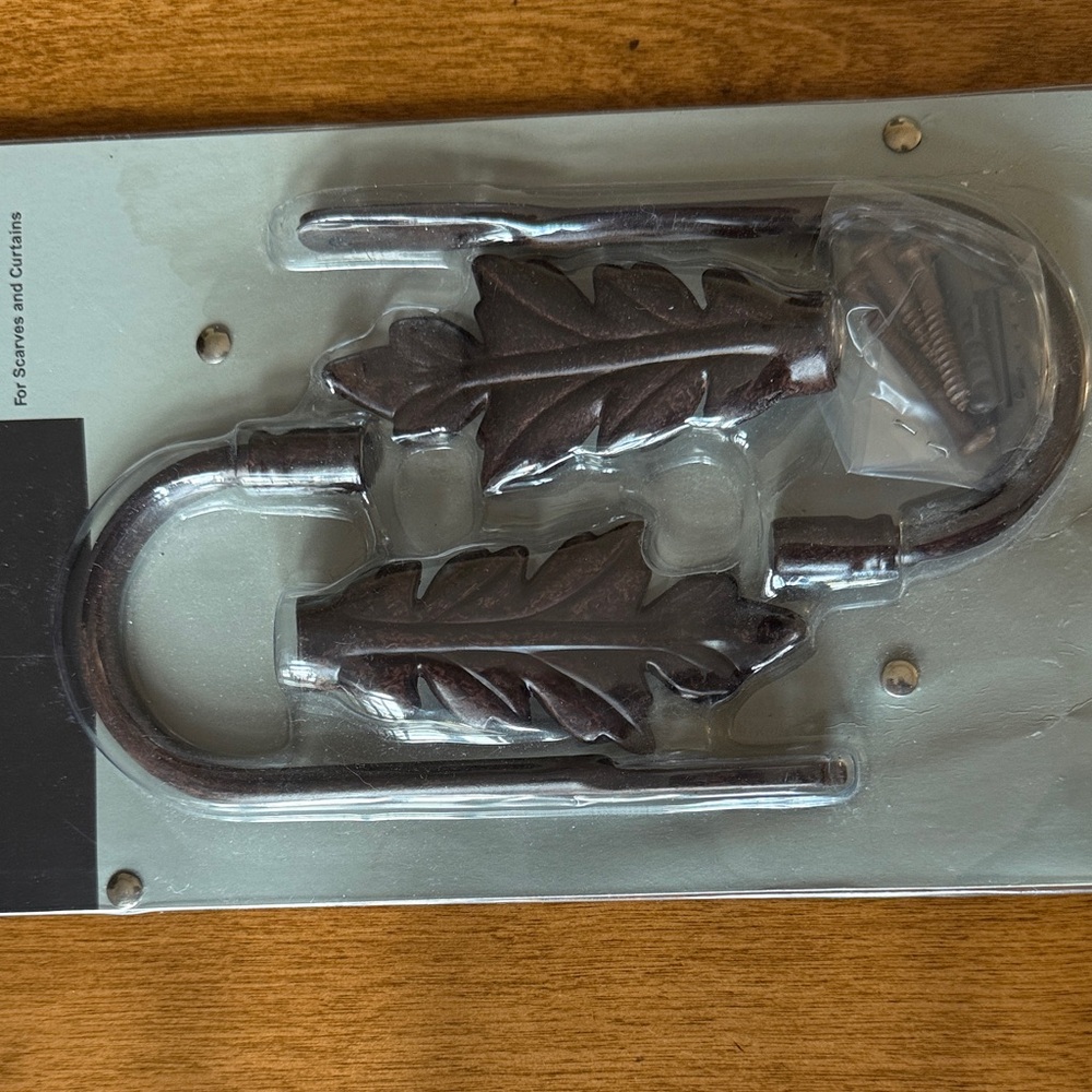 Unique Leaf Curtain Holdbacks - Antique Brown Metal